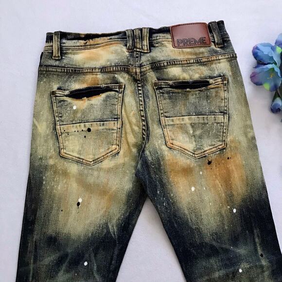 Preme NWOT Stone Wash Paint Splatter Skinny Jeans Men 32 - Picture 7 of 9